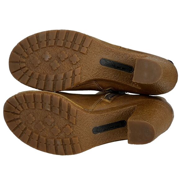 Timberland Peep Toe Leather Boots Women's SZ 7.5 Heeled Booties Glance Brown Zip - Picture 6 of 7